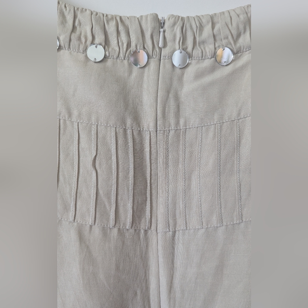 Tory Burch Silk Linen Size 10 Cream Embellished Sleeveless Tank Top Tunic - Picture 10 of 16